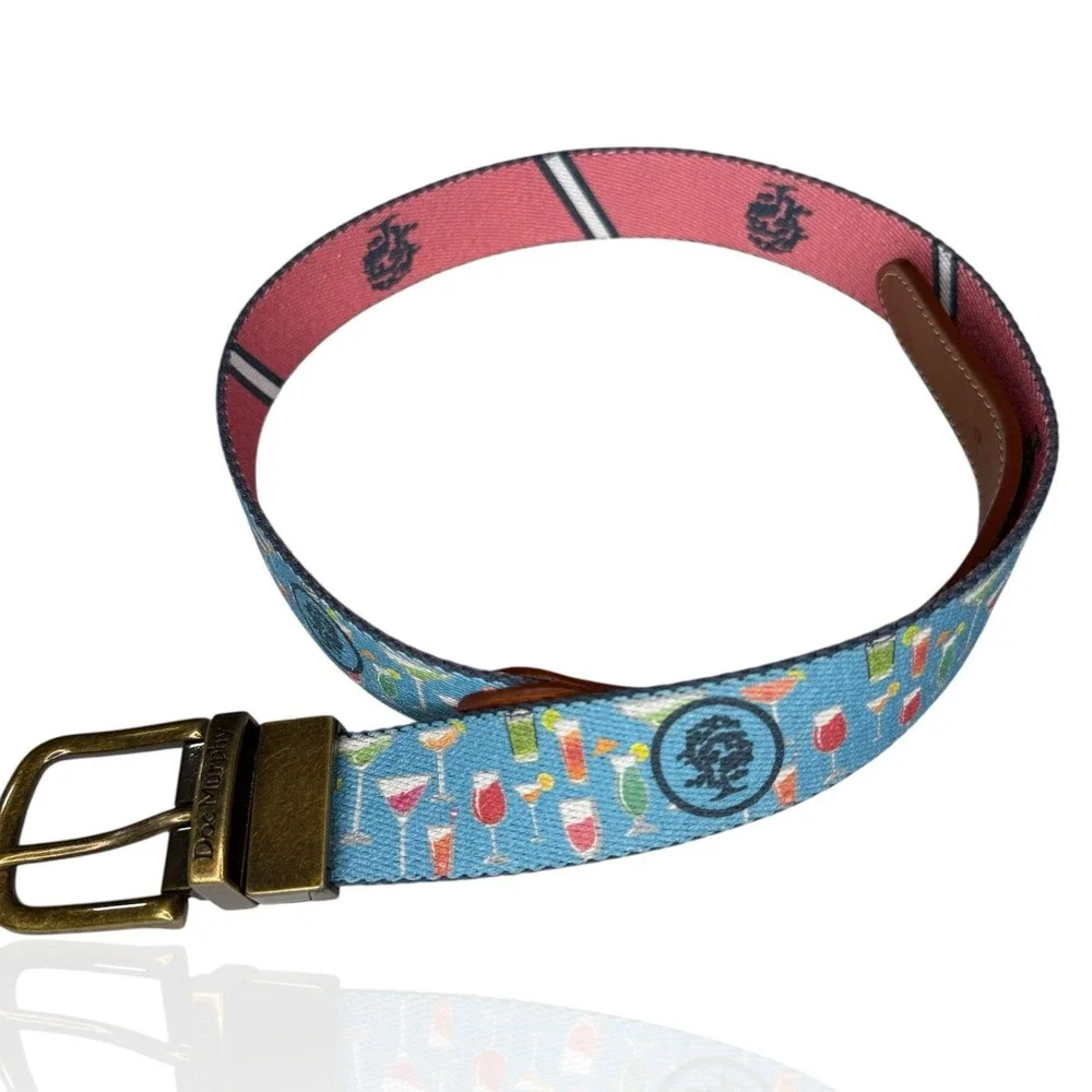 Doc Murphy Palm Beach Reversible Belt Pink‎ Navy Logo/Blue Cocktail Golf Preppy